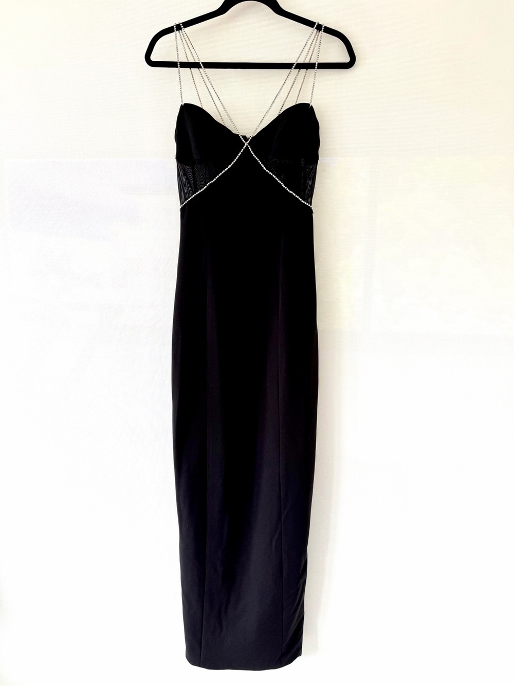 Heiress Beverly Hills New Black Diamanté Crystal-Detail Strappy Maxi Dress - Picture 5 of 14
